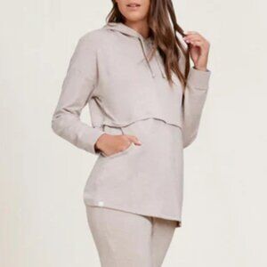 Barefoot Dreams Malibu Fleece Luxe Anorak Hoodie in Oatmeal, Size XS, NWT